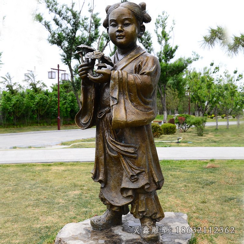 童子祝寿大寿星南极仙翁雕塑 铸铜 玻璃钢 公园户外景区景观摆件35970