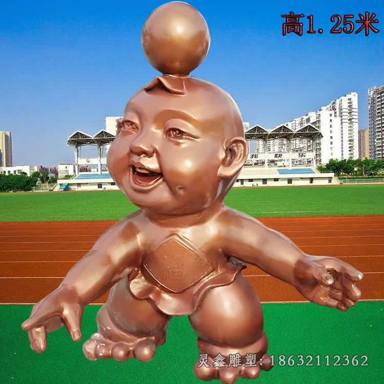 玩球的福娃人物景观铜雕