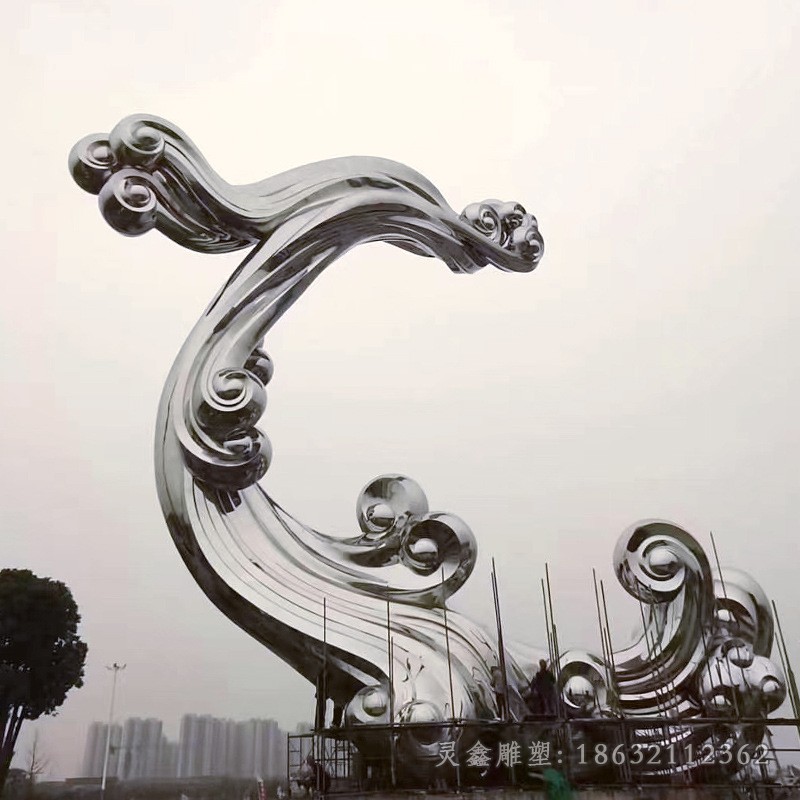 海浪校园抽象不锈钢雕塑