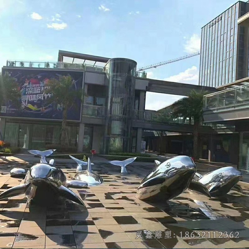 海豚嬉戏广场不锈钢雕塑