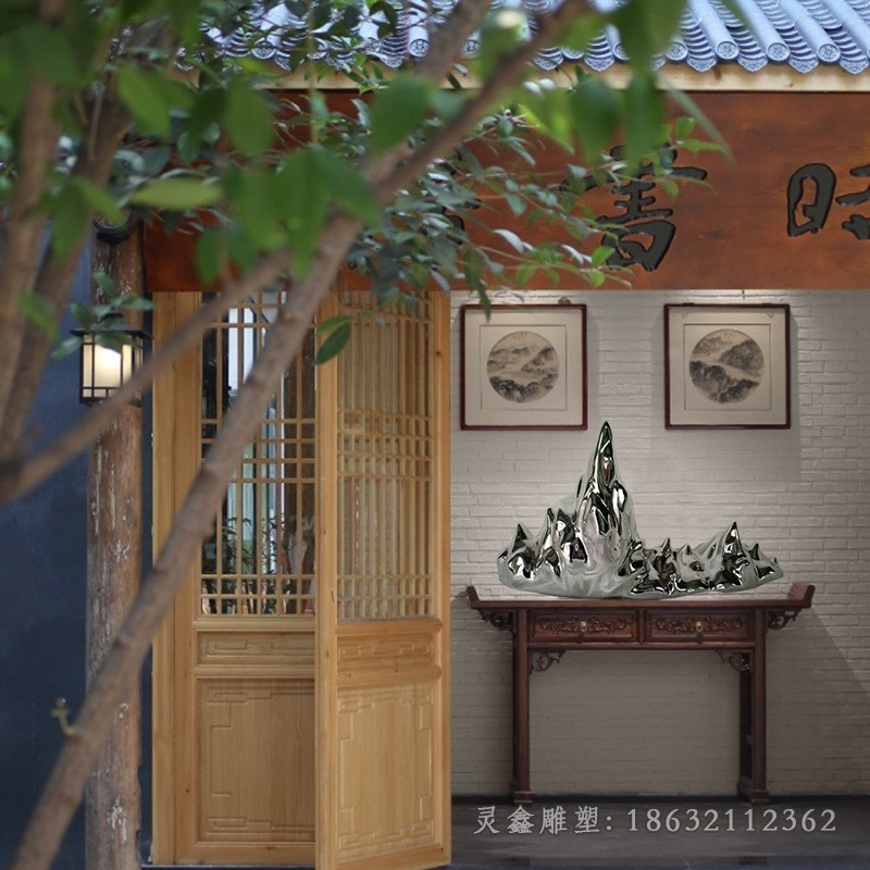 小型假山广场不锈钢雕塑