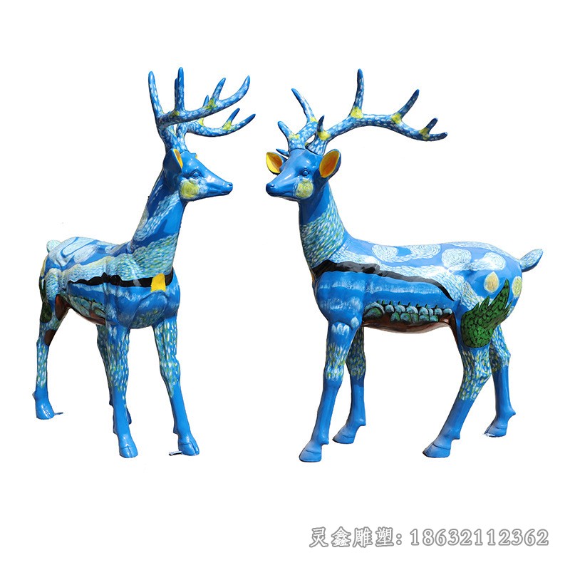 彩绘鹿广场不锈钢雕塑
