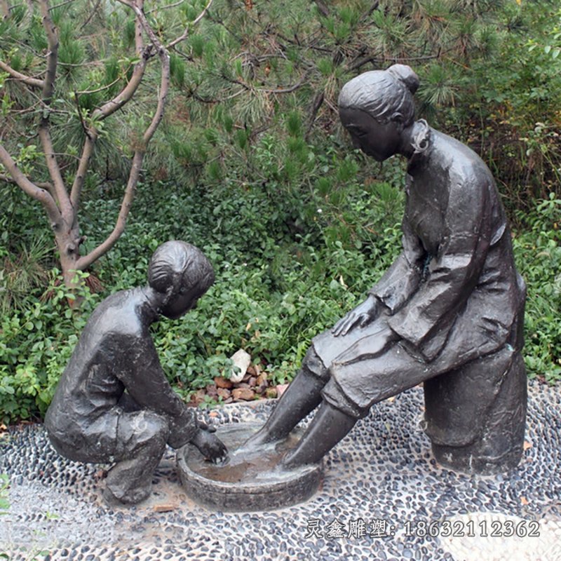 现代孝顺人物铜雕