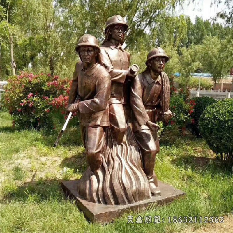 消防守护景观铜雕
