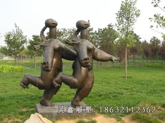 小女孩铜雕，公园抽象人物铜雕