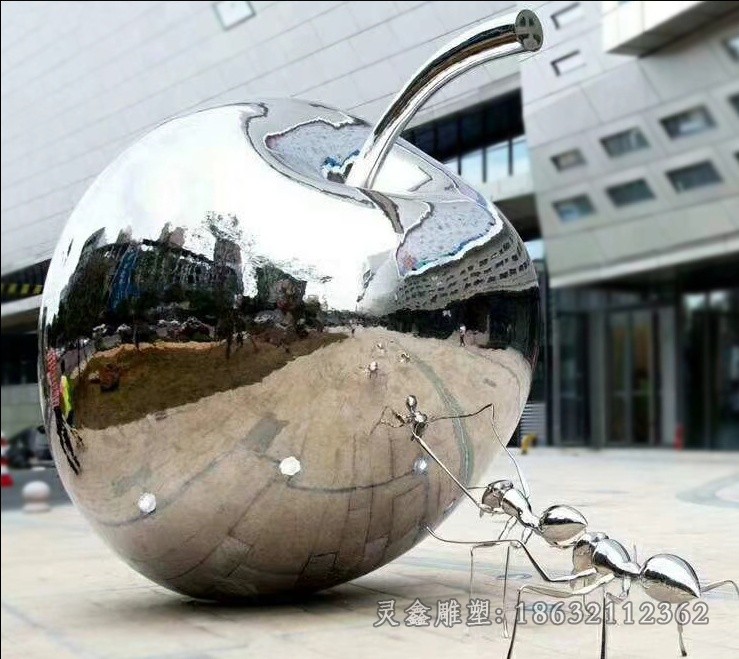 镜面苹果广场不锈钢雕塑