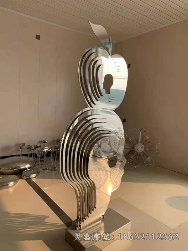 镜面苹果校园不锈钢雕塑