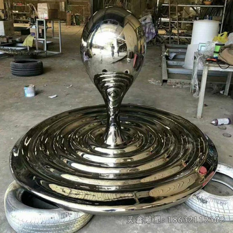 镜面水滴城市不锈钢雕塑