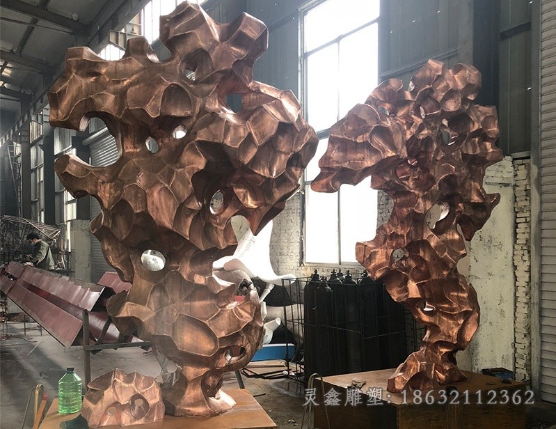 彩绘太湖石广场不锈钢雕塑