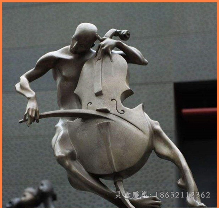 镜面大提琴庭院不锈钢雕塑
