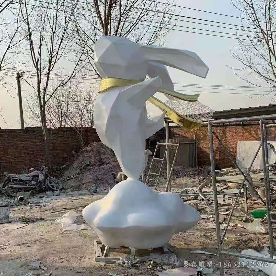 几何兔子广场不锈钢雕塑