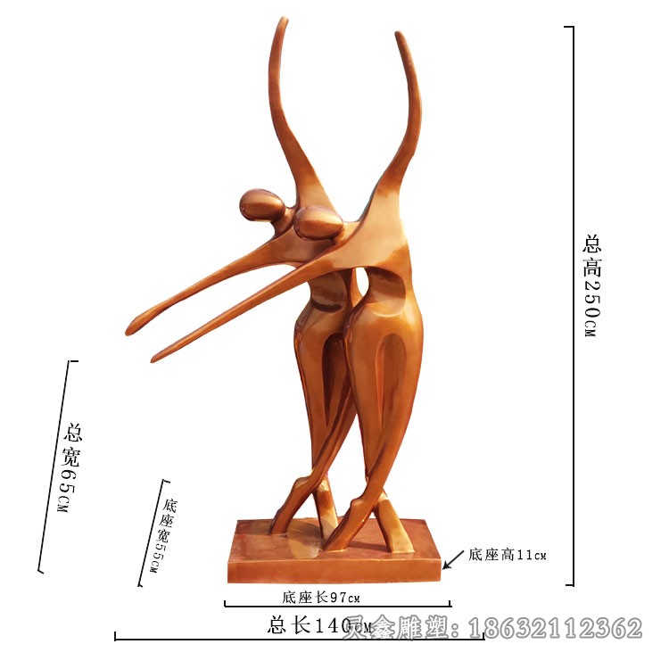 抽象人物舞蹈不锈钢雕塑