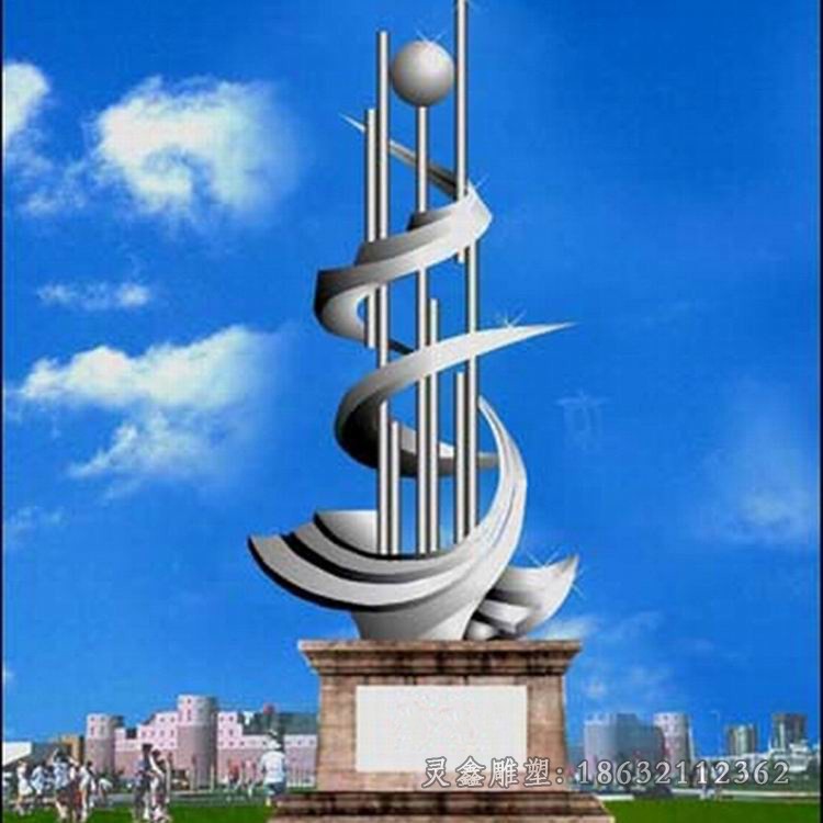 校园标志不锈钢镜面雕塑