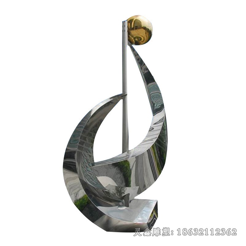 镜面不锈钢校园标志雕塑