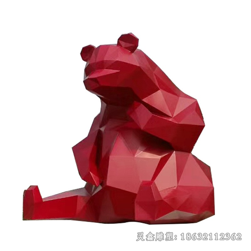 几何彩绘熊猫不锈钢雕塑