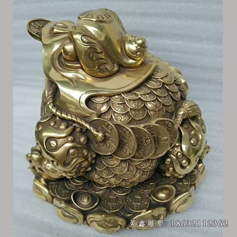 招财金蟾铜雕，神兽