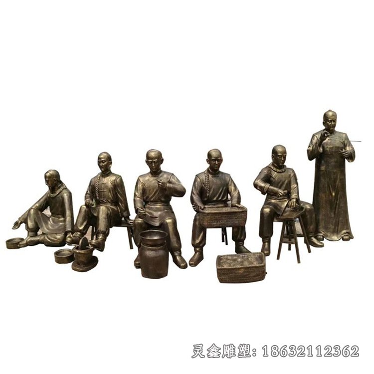 中医把脉古代人物铜雕