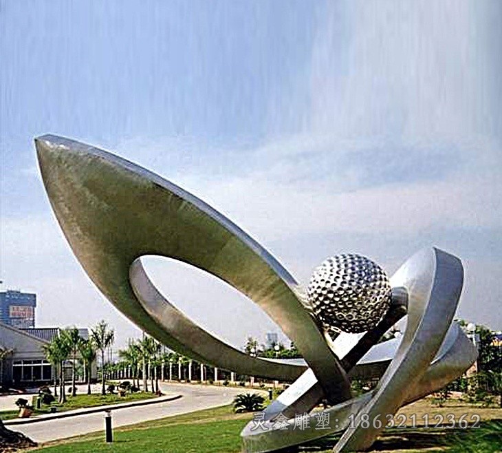 镜面异形圆环广场不锈钢雕塑