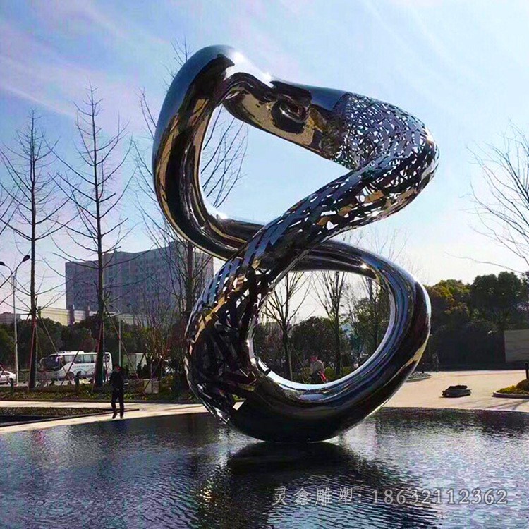 抽象异形圆环广场不锈钢雕塑