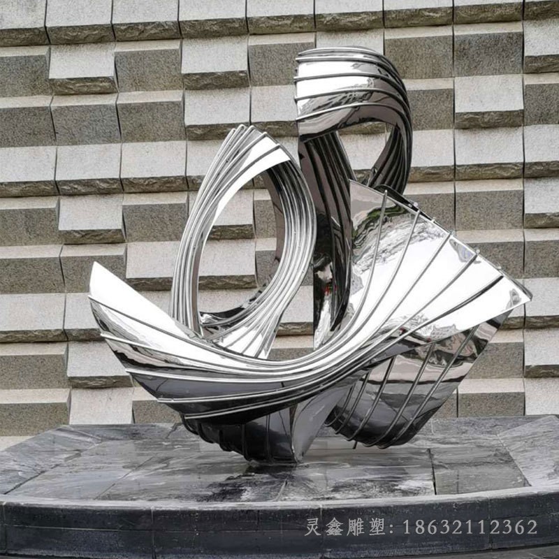 镜面异形圆环街边不锈钢雕塑