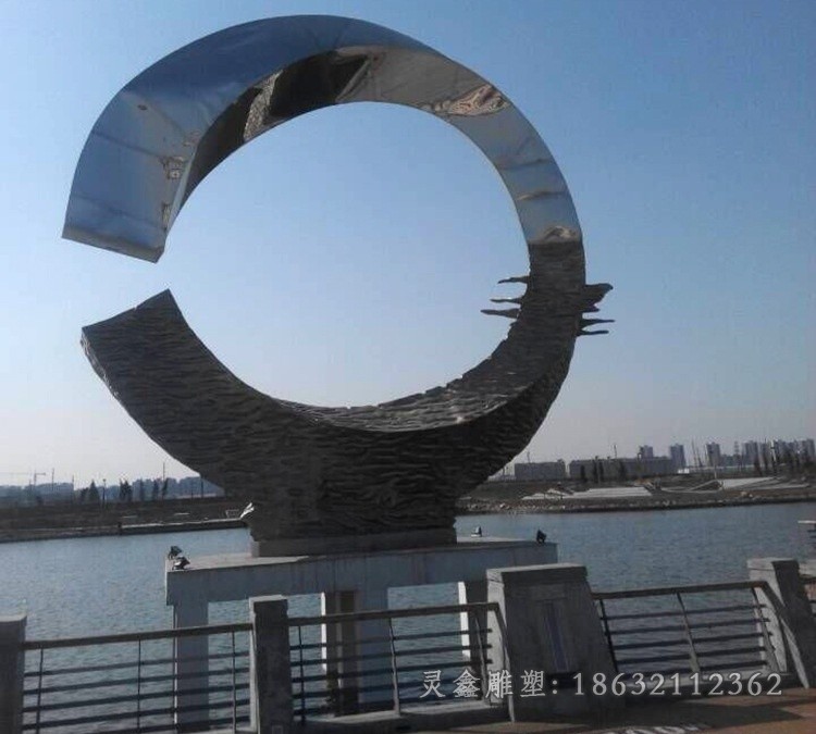 镜面圆环城市不锈钢雕塑