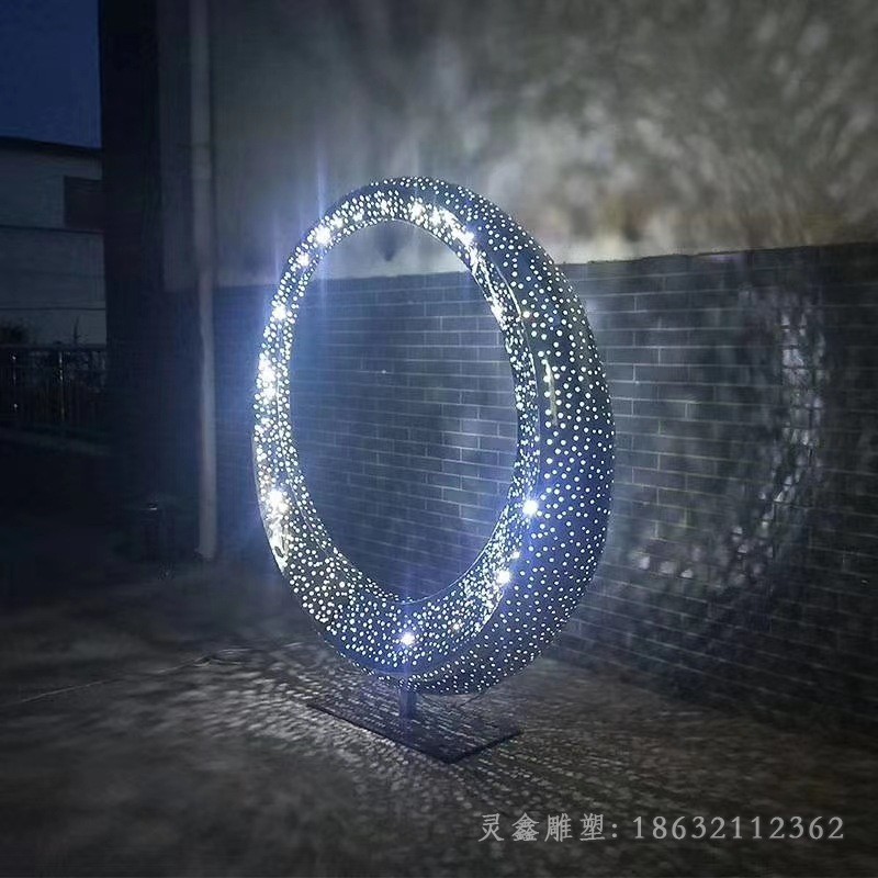 发光月亮城市不锈钢雕塑