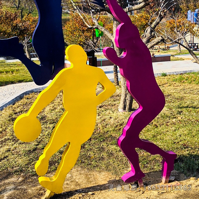 彩绘人物运动公园不锈钢雕塑