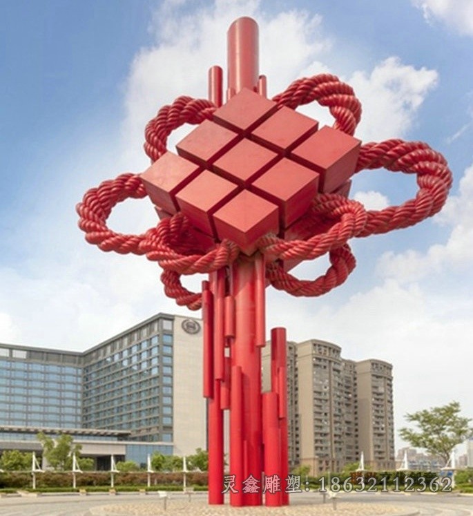 中国结小区不锈钢景观雕塑