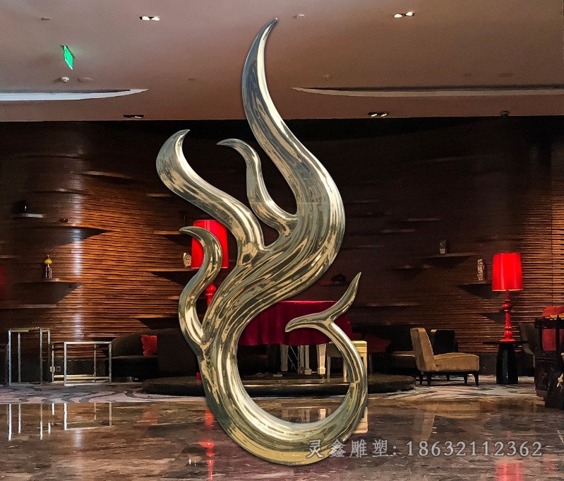 镜面抽象凤凰广场不锈钢雕塑