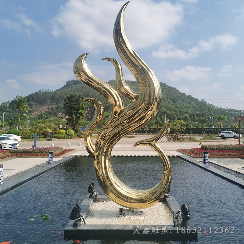 镜面凤凰小区不锈钢雕塑