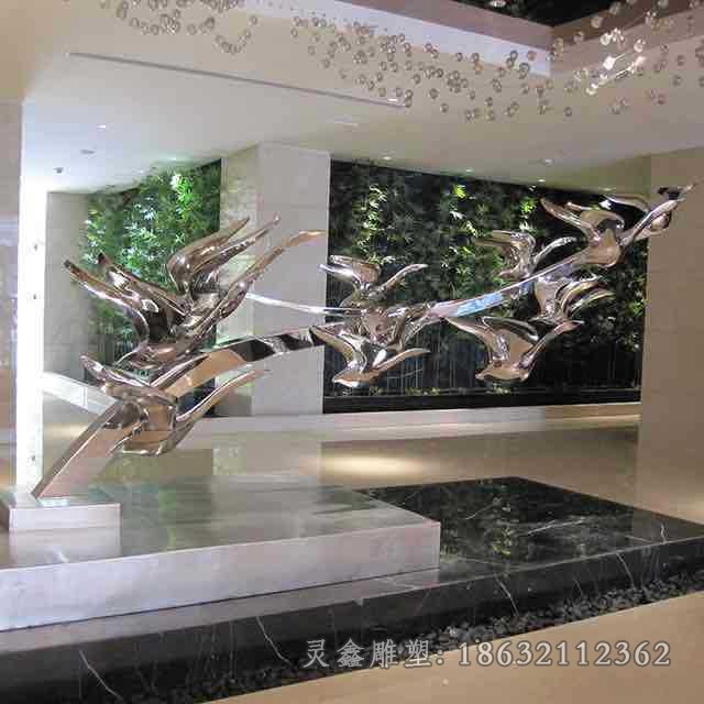 鸽子镜面庭院不锈钢雕塑
