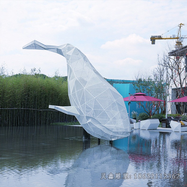 几何海豚公园不锈钢雕塑