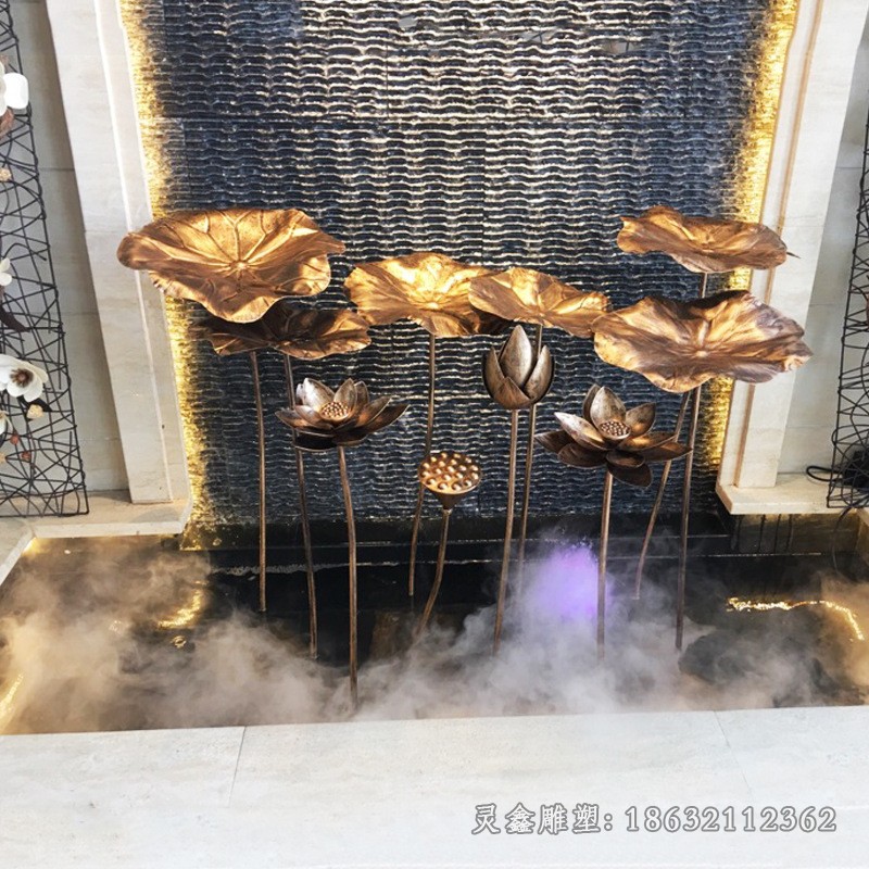 镜面荷花庭院不锈钢景观雕塑