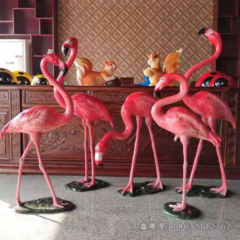 彩绘火烈鸟广场不锈钢雕塑