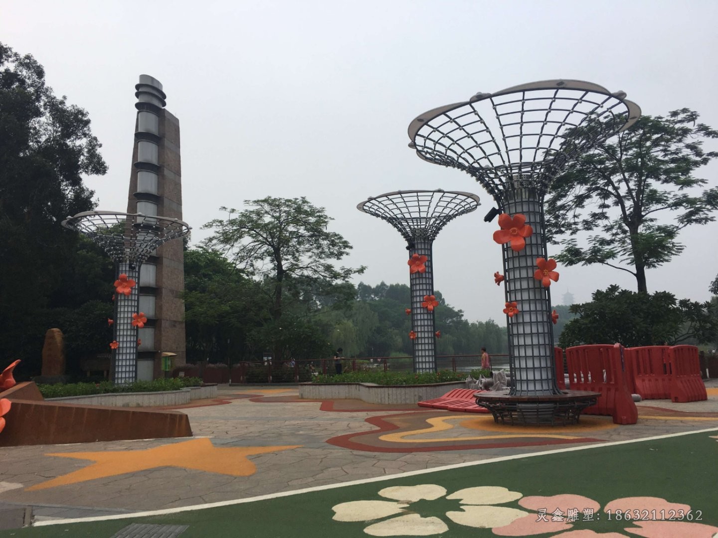 廊架公园不锈钢景观雕塑