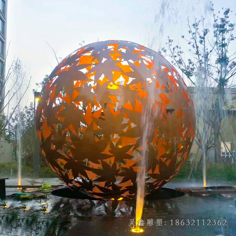 不锈钢发光镂空球景观雕塑