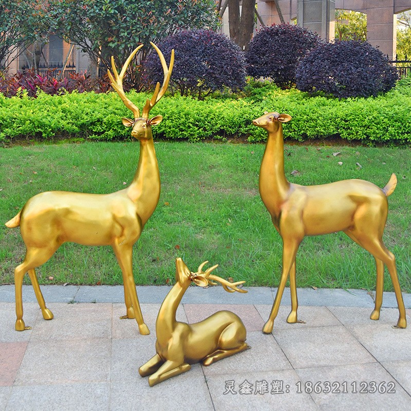 鹿彩绘鹿公园不锈钢雕塑