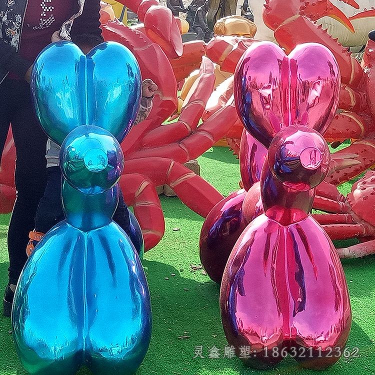 彩绘气球狗不锈钢雕塑