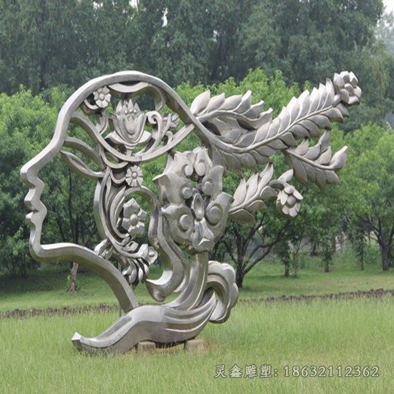 抽象人物庭院不锈钢雕塑