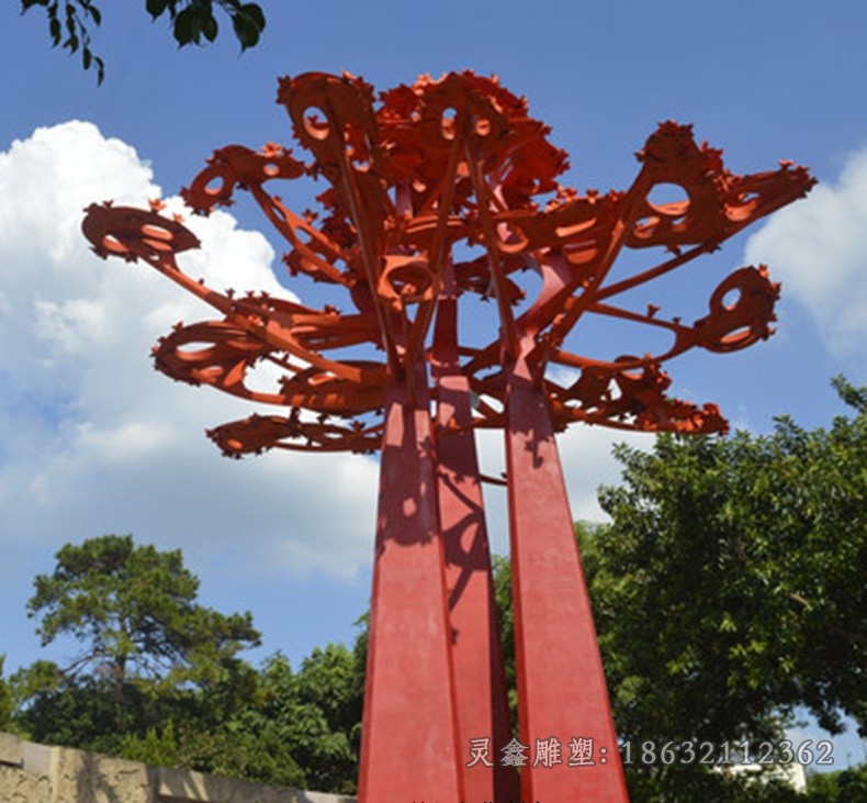 彩绘树广场不锈钢雕塑