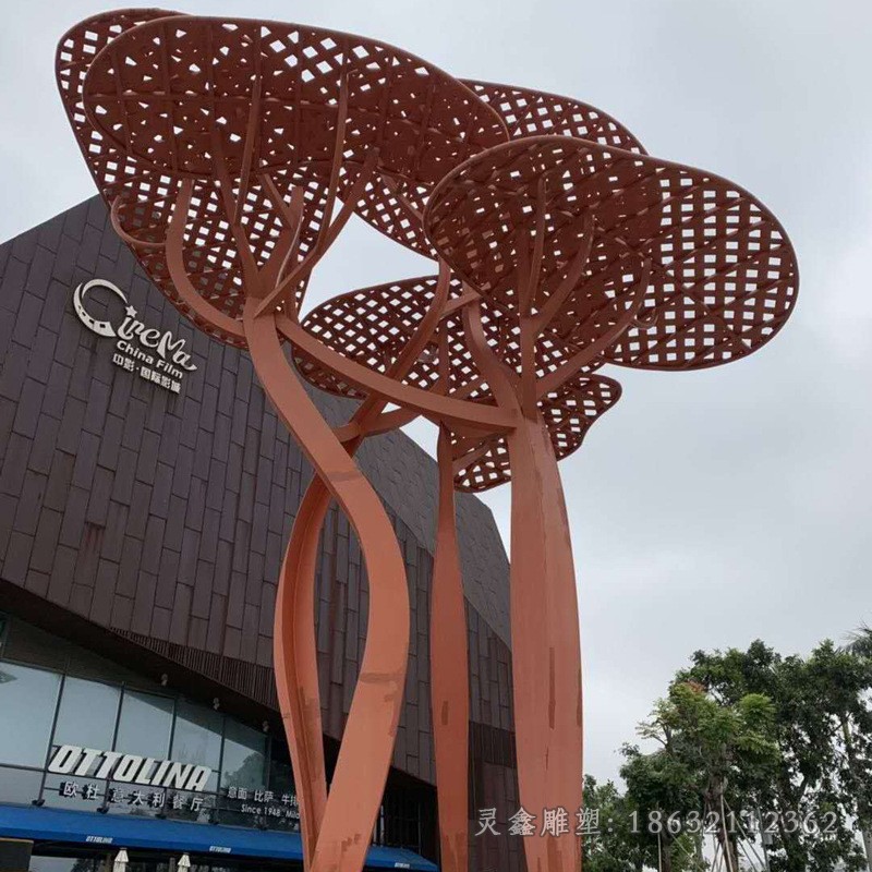 彩绘树广场不锈钢景观雕塑
