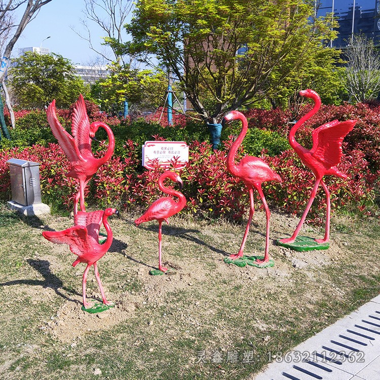 彩绘仙鹤户外不锈钢雕塑