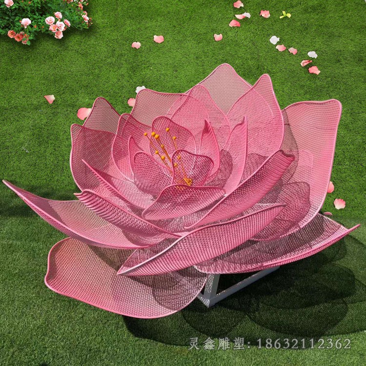 镂空彩绘花公园不锈钢雕塑