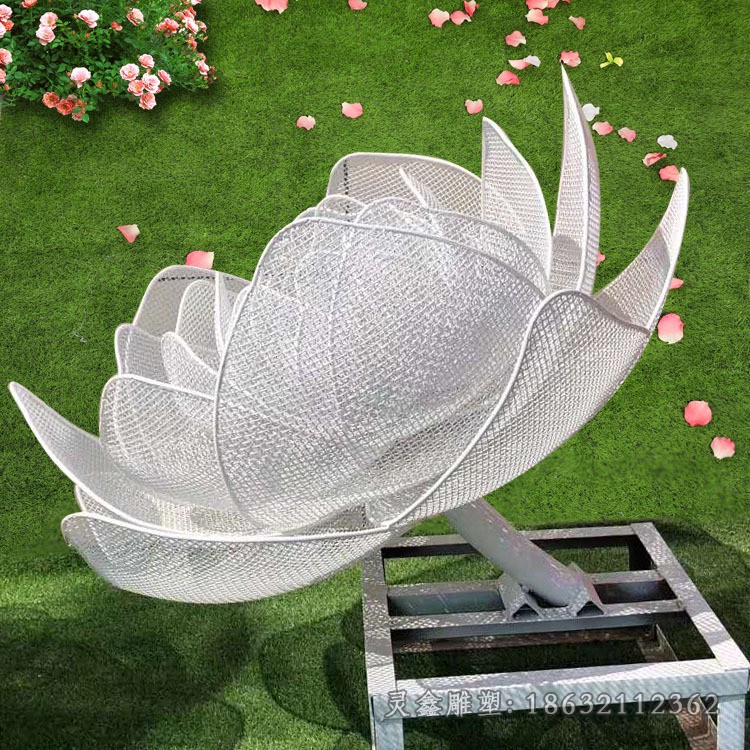 镂空彩绘花公园不锈钢雕塑