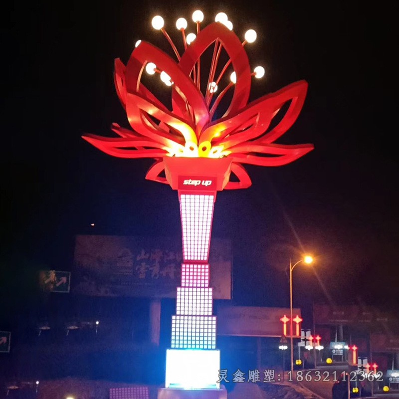彩绘花校园不锈钢雕塑