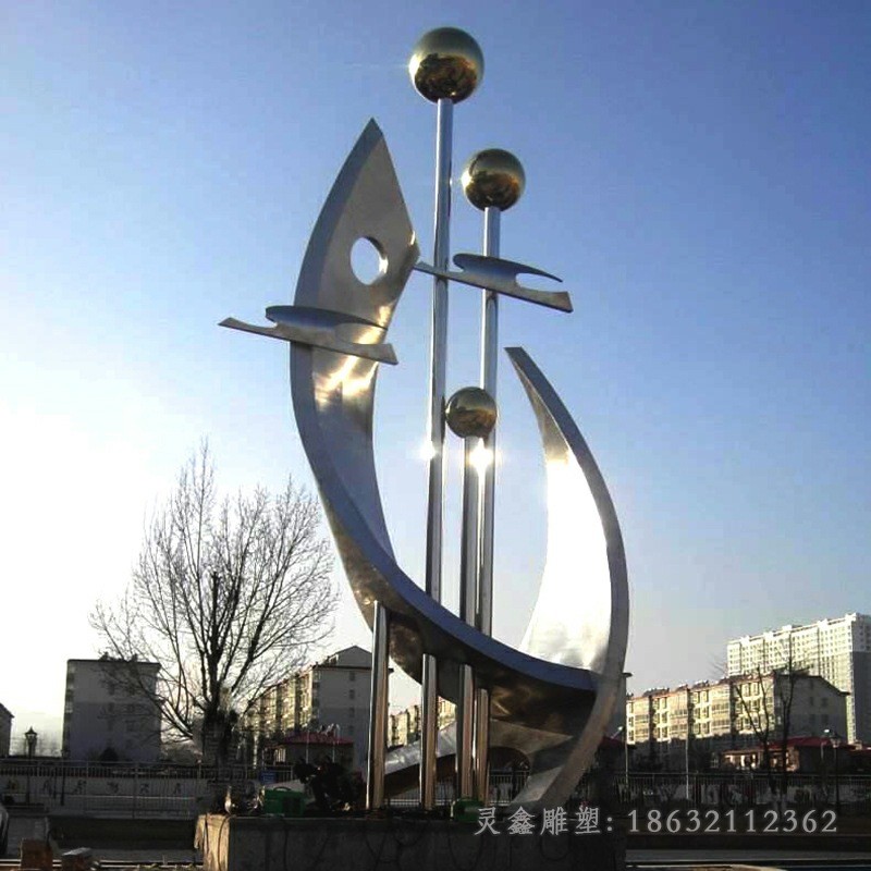 镜面标志城市不锈钢雕塑