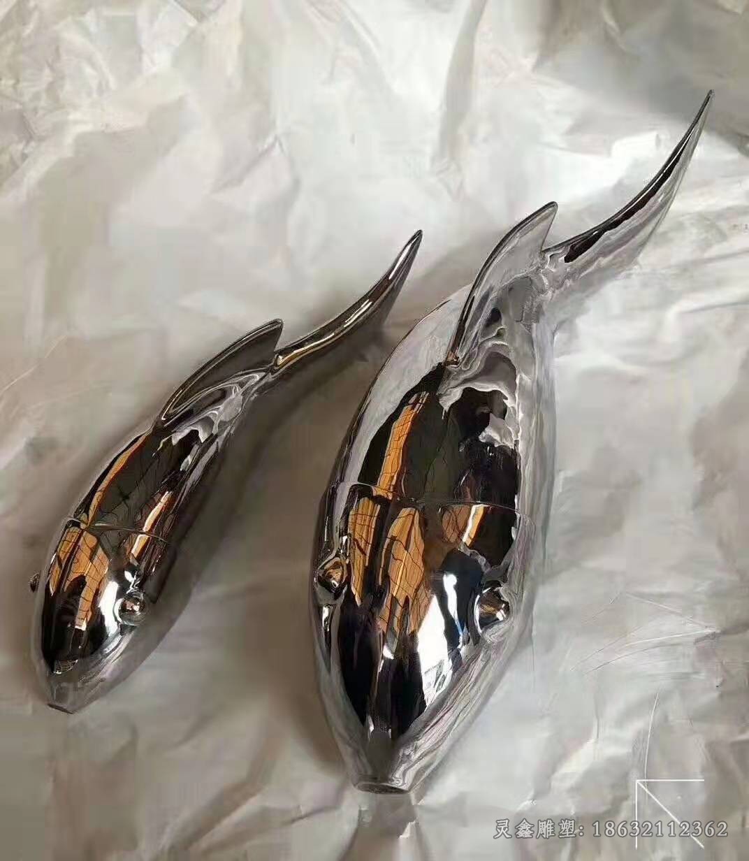 镜面动物鱼公园不锈钢雕塑