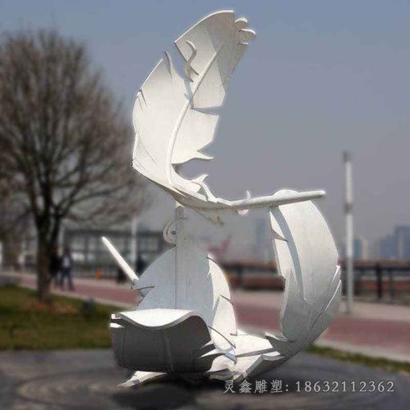 白色羽毛庭院不锈钢雕塑