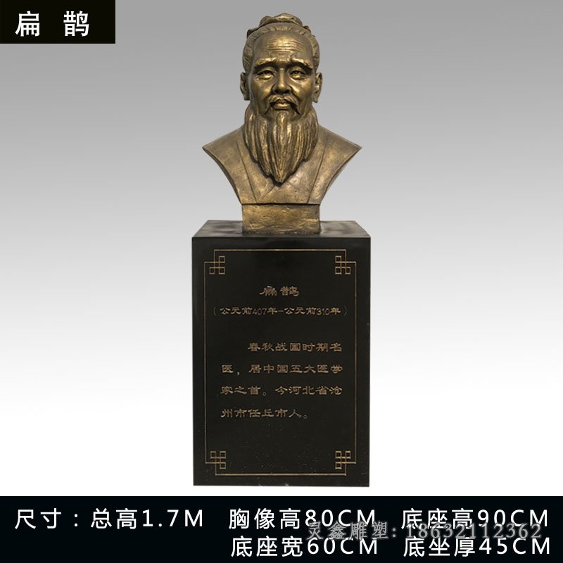 古代人物扁鹊胸像铜雕
