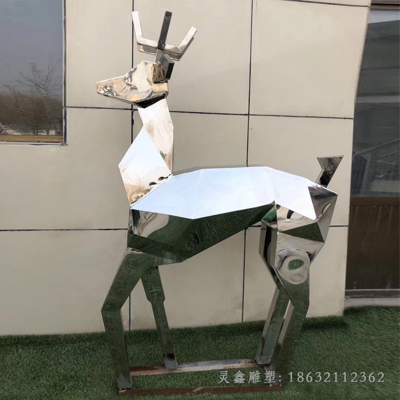 几何鹿不锈钢街边雕塑